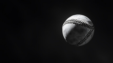 Close-up of a baseball against a dark background