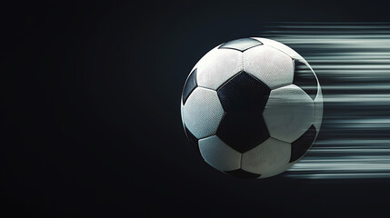Naklejka premium Dynamic soccer ball in motion against dark background
