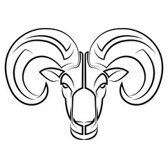 Black and white line art of sheep head