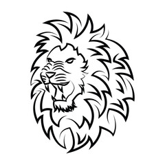 Black and white line art of the lion head