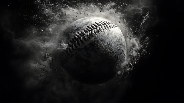 Dynamic explosion of a baseball in motion