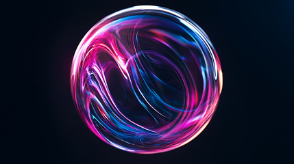 Colorful abstract bubble with swirling light patterns