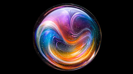 Colorful cosmic swirl in a soap bubble design