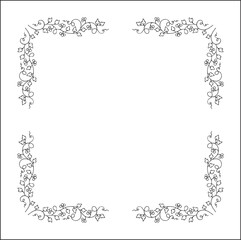 Elegant vector decorative frame, vegetal ornamental frame with berries, decorative border, corners. Isolated vector illustration.	