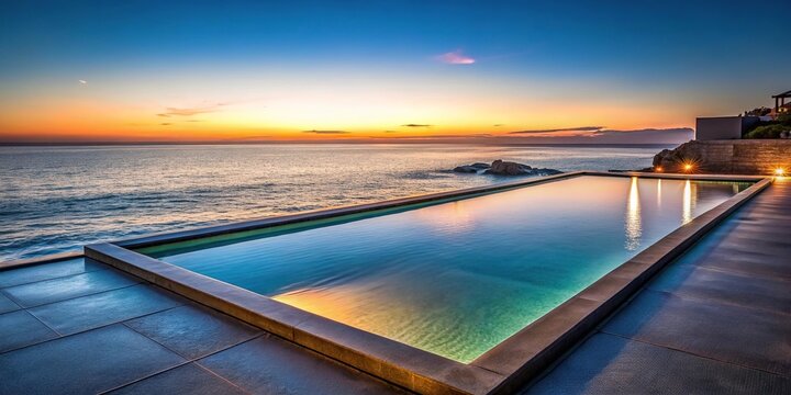 Evening relaxation at seaside pool