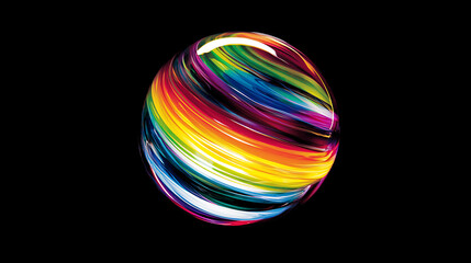 Colorful swirled orb against a black background