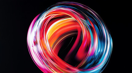 Vibrant abstract swirl of colorful light trails