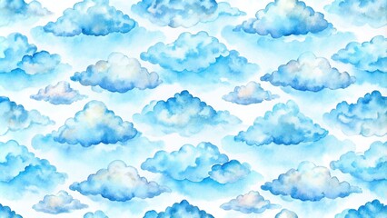Cloud watercolor seamless pattern
