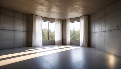 Obraz premium テレビ会議背景用 ZOOM会議背景用 CG ホール 部屋 コンクリート打ちっ放しの部屋 video conferencing background for using in video conference and as a zoom background.