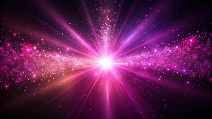 Fototapeta premium Light rays and particles explosion in pink and purple hues