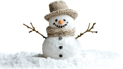 Fototapeta premium Cheerful Snowman in Red and White