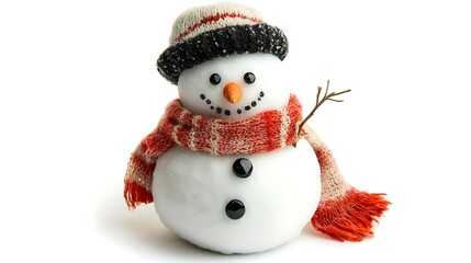 Fototapeta premium Cheerful Snowman in Red and White