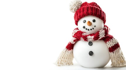 Fototapeta premium Cheerful Snowman in Red and White