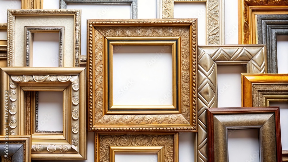 Wall mural extreme close-up frames of various objects on white background