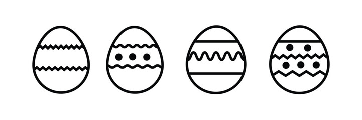 Easter Egg Icon in Black. Painted Eggs vector Illustration. Happy Easter Hunt Symbol. Holiday Logo 