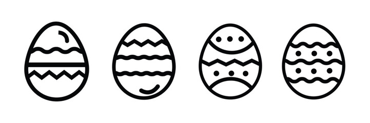 Easter Egg Icon in Black. Painted Eggs vector Illustration. Happy Easter Hunt Symbol. Holiday Logo 