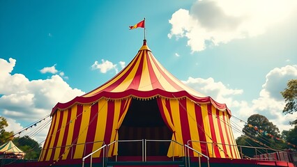 Circus tent against blue sky background