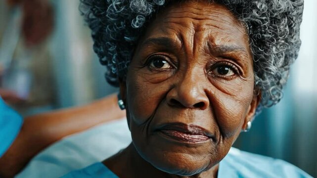 Elderly black African American woman receiving medical assistance