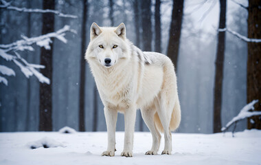 Obraz premium white wolf in snow