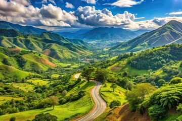 Obraz premium Extreme close-up of landscapes from the mountains and roads to Villavicencio Meta