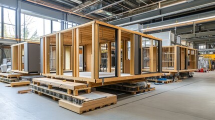 Modular prefabricated units ready to be assembled for a new residential home project