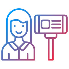 Female Vlogger Vector Icon Style