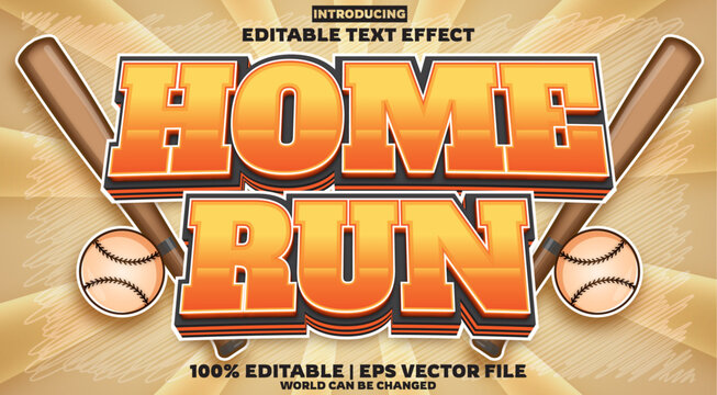 Home Run editable text effect in new modern trend style