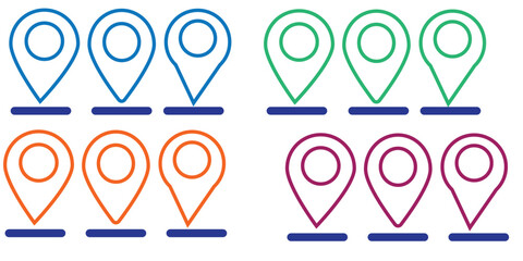 set of icons Location Pin, Map Pin, Place, Location, Address, location icon. Vector map pin, red pin on white background.