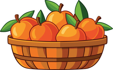 peach in a basket - peach vector art, vector illustration of peach isolated on white