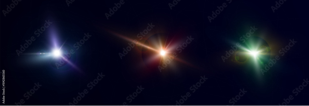 Aufkleber glow effect of bright multicolored flowers. light effect of bright glowing light. star bursts with t