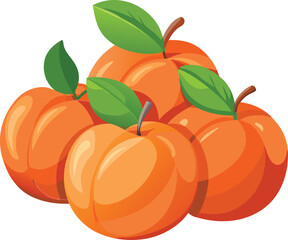 peach with leaves - peach vector art, vector illustration of peach isolated on white