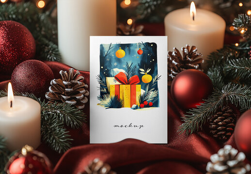 Realistic New Year & Christmas Greeting Card Mockup &ndash; AI-Generated Design for Holiday, Festive Seasons, and Customizable Messages