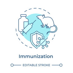 Immunization soft blue concept icon. Hybridoma technology. Antibody production. Laboratory mouse. Round shape line illustration. Abstract idea. Graphic design. Easy to use in article