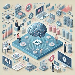 AI・IT・デジタルアイソメトリック画像 AI/IT/Digital isometric images