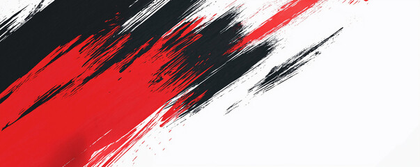 A dynamic abstract black and red background with brush strokes. AI generation