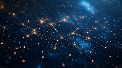 Abstract glowing network of connected dots in space