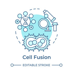 Obraz premium Cell fusion soft blue concept icon. Cells combination. Hybridoma technology. Immune cells. Generate antibodies. Round shape line illustration. Abstract idea. Graphic design. Easy to use in article