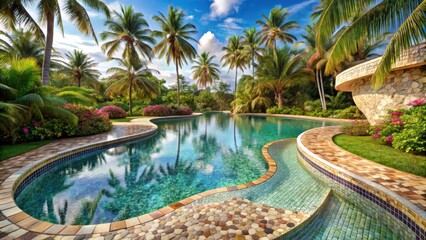 Fototapeta premium swimming pool in resort
