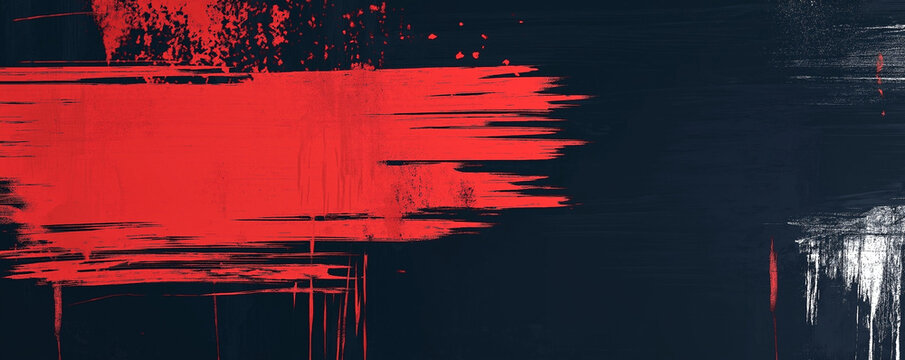 A dynamic abstract black and red background with brush strokes. AI generation