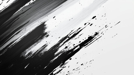 A dynamic abstract black and white background with brush strokes, dynamic energy. AI generation