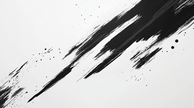 A dynamic abstract black and white background with brush strokes, dynamic energy. AI generation