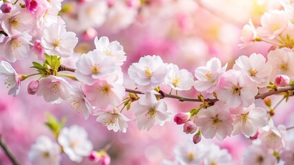 Obraz premium Long shot background with white and pink cherry blossom flowers