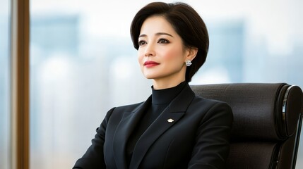 Exuding confidence, woman in purple suit makes a bold statement powerful