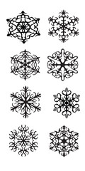 Mandala icon set editable ornate design of black line art on white background