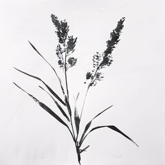 Obraz premium Black and White Ink Drawing of a Plant