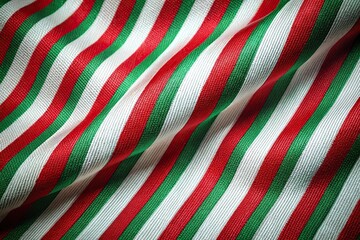Obraz premium Colorful striped fabric background in red, green, and white