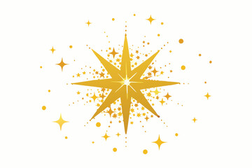 Golden Dust Sparks and Stars Shining with Special Light, Vector Sparkles on a White Background.