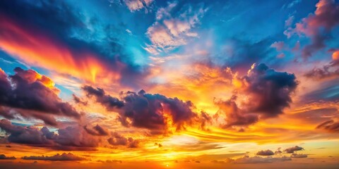 Fototapeta premium Colorful sunset sky with clouds in the evening