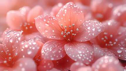 Water droplets from peach blossoms, giving the skin a natural luster