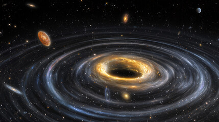 swirling vortex of colorful galaxies spins in vastness of space, showcasing beauty and mystery of universe. This captivating cosmic scene invites wonder and exploration